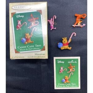 Hallmark 2004 Candy Cane Trio Ornaments Disney Winnie The Pooh, Tigger, Piglet